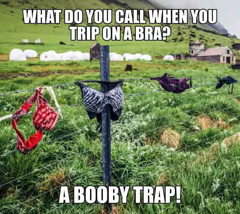 What do you call when you trip on a bra A Booby Trap