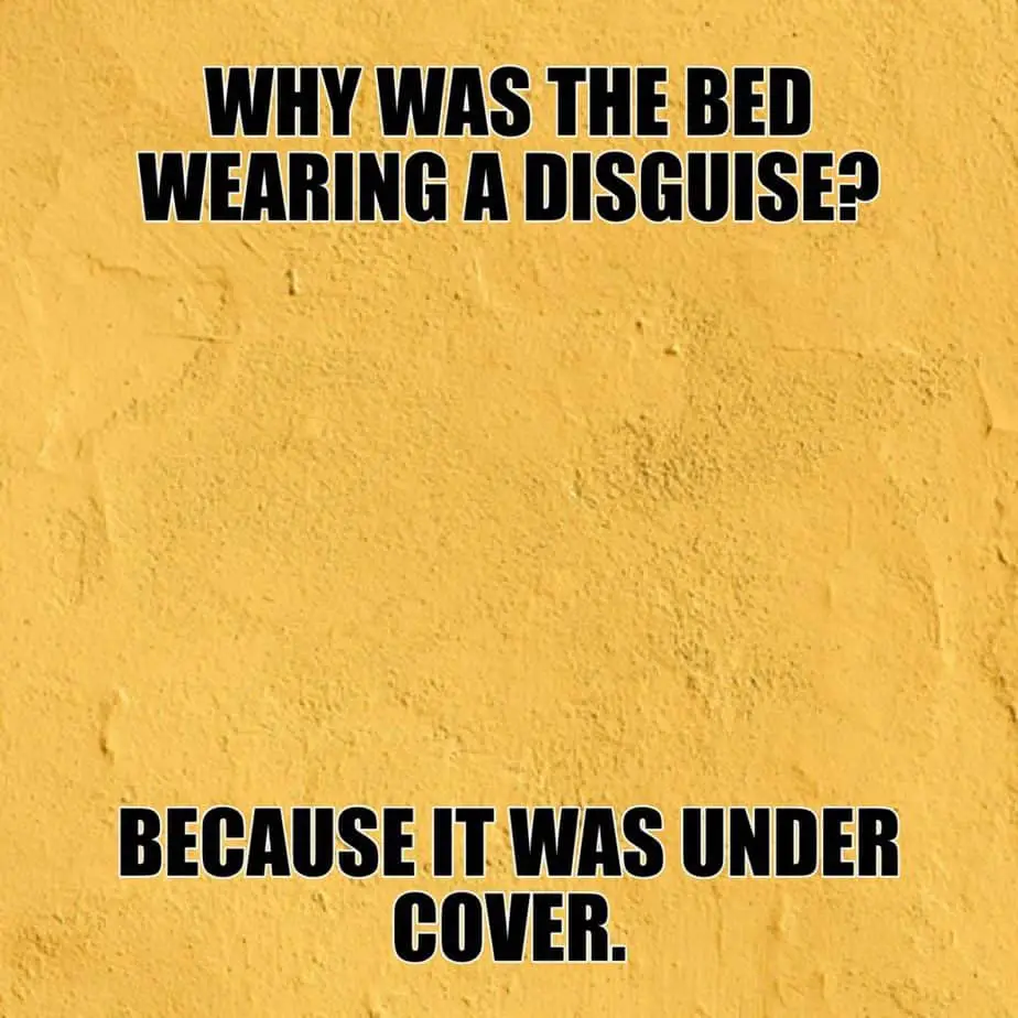 Why was the bed wearing a disguise Because it was under cover