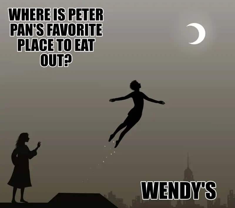 Where is Peter Pans favorite place to eat out Wendys