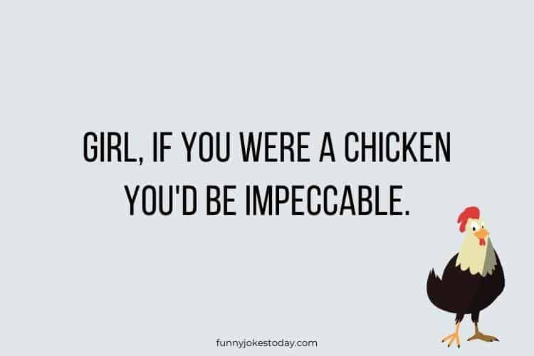 Chicken Jokes - Girl, if you were a chicken you'd be impeccable.