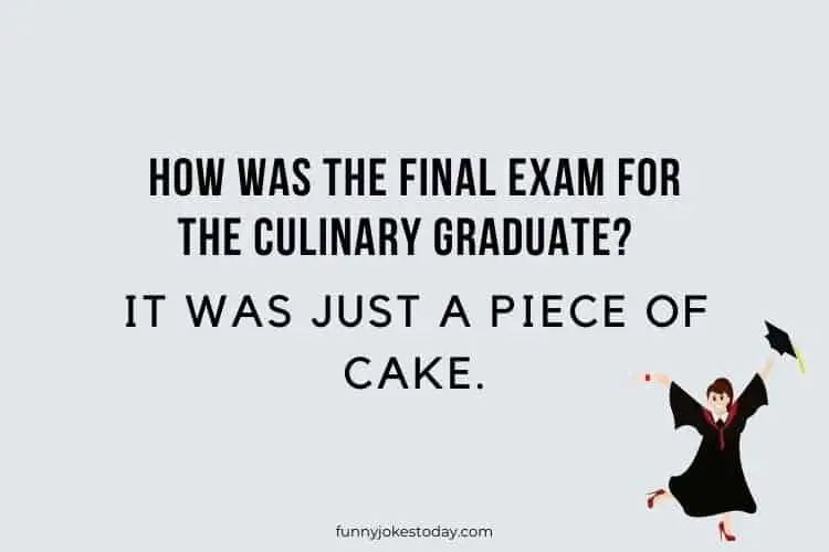 How was the final exam for the culinary graduate It was just a piece of cake.