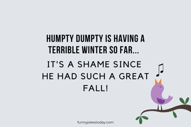Humpty Dumpty is having a terrible winter so far... Its a shame since he had such a great fall