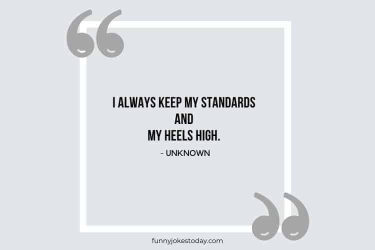 Jokes Quotes - I always keep my standards and my heels high.