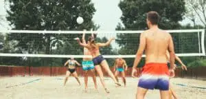 Volleyball jokes at the beach