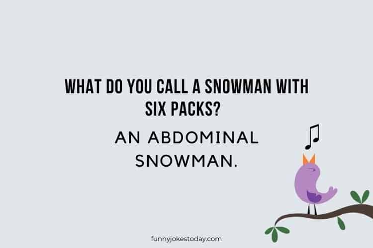 What do you call a snowman with six packs An abdominal snowman.