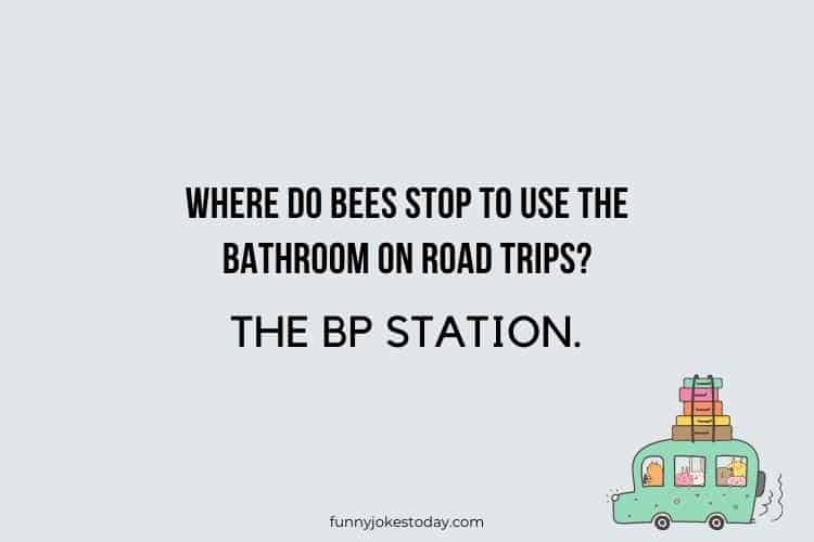 Road Trip Jokes - Where do bees stop to use the bathroom on road trips?    