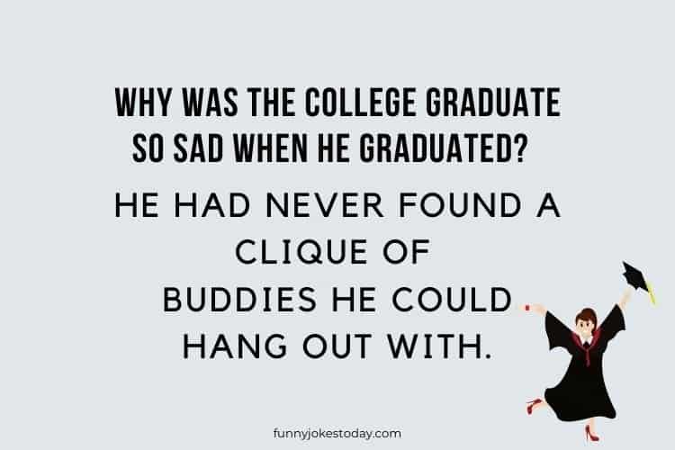 Why was the college graduate so sad when he graduated He had never found a clique of buddies he could hang out with.